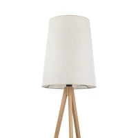 Floor lamp E27 – flax shade, pine tripod base - Image 12