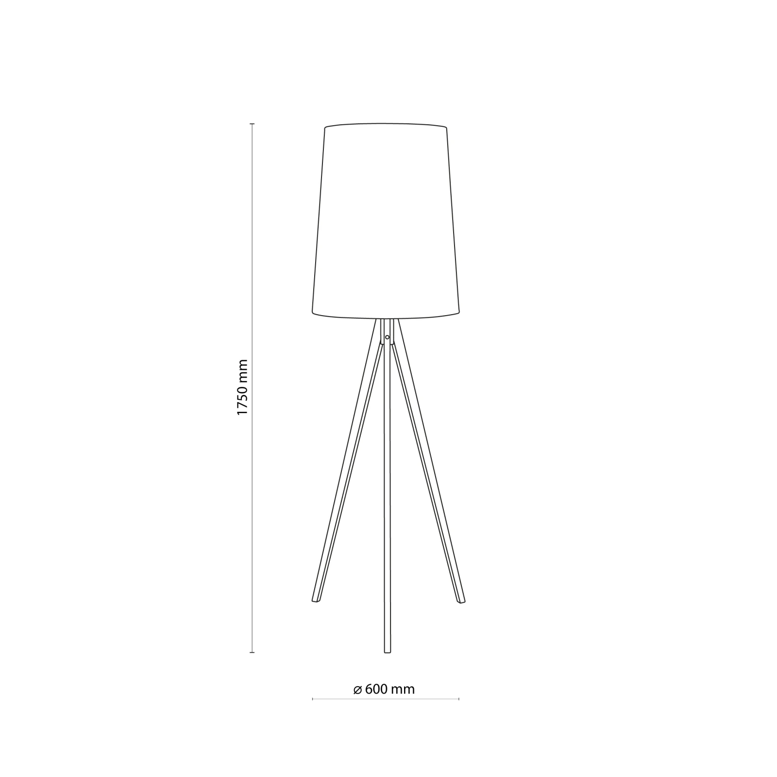 Floor lamp E27 – flax shade, pine tripod base