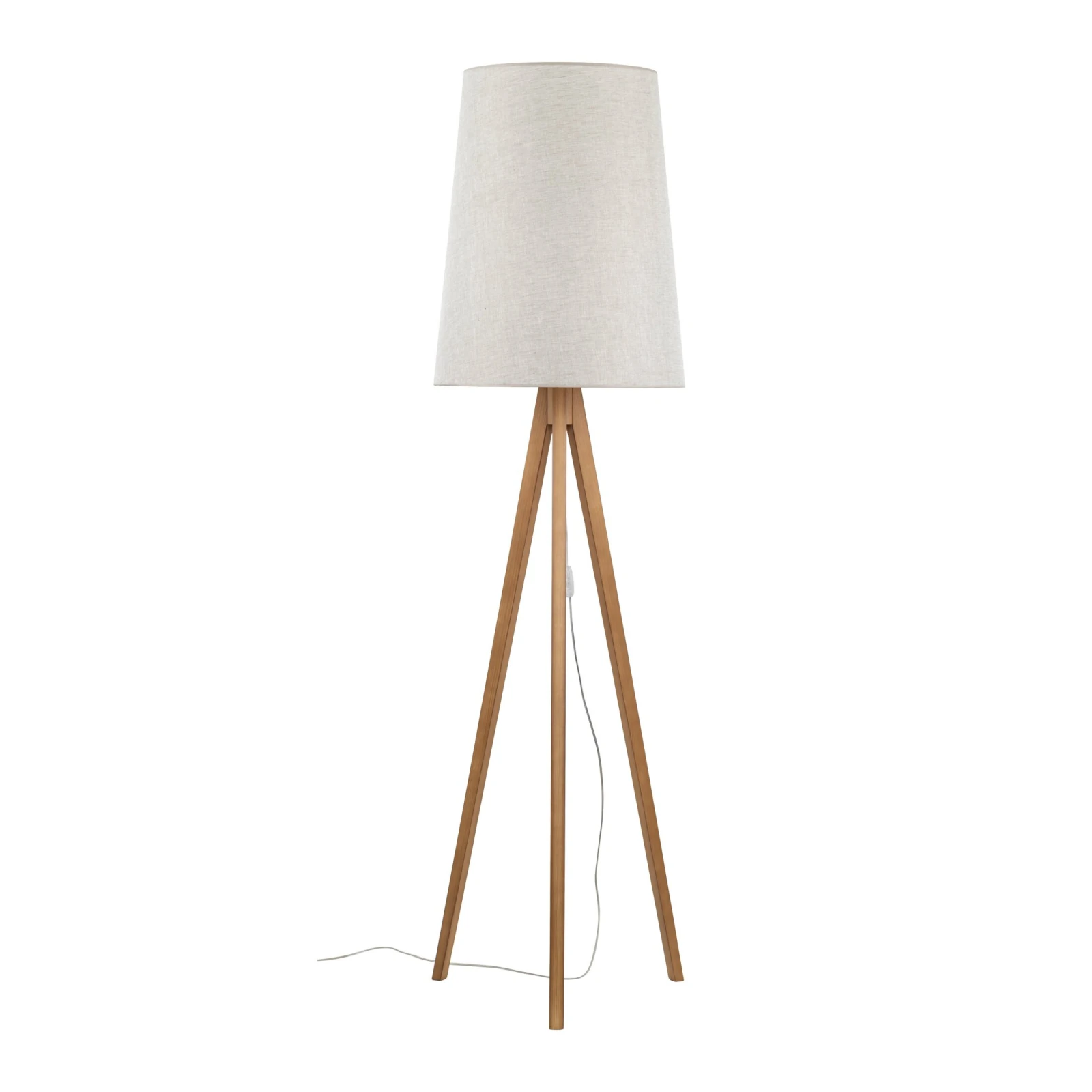 Floor lamp E27 – flax shade, pine tripod base