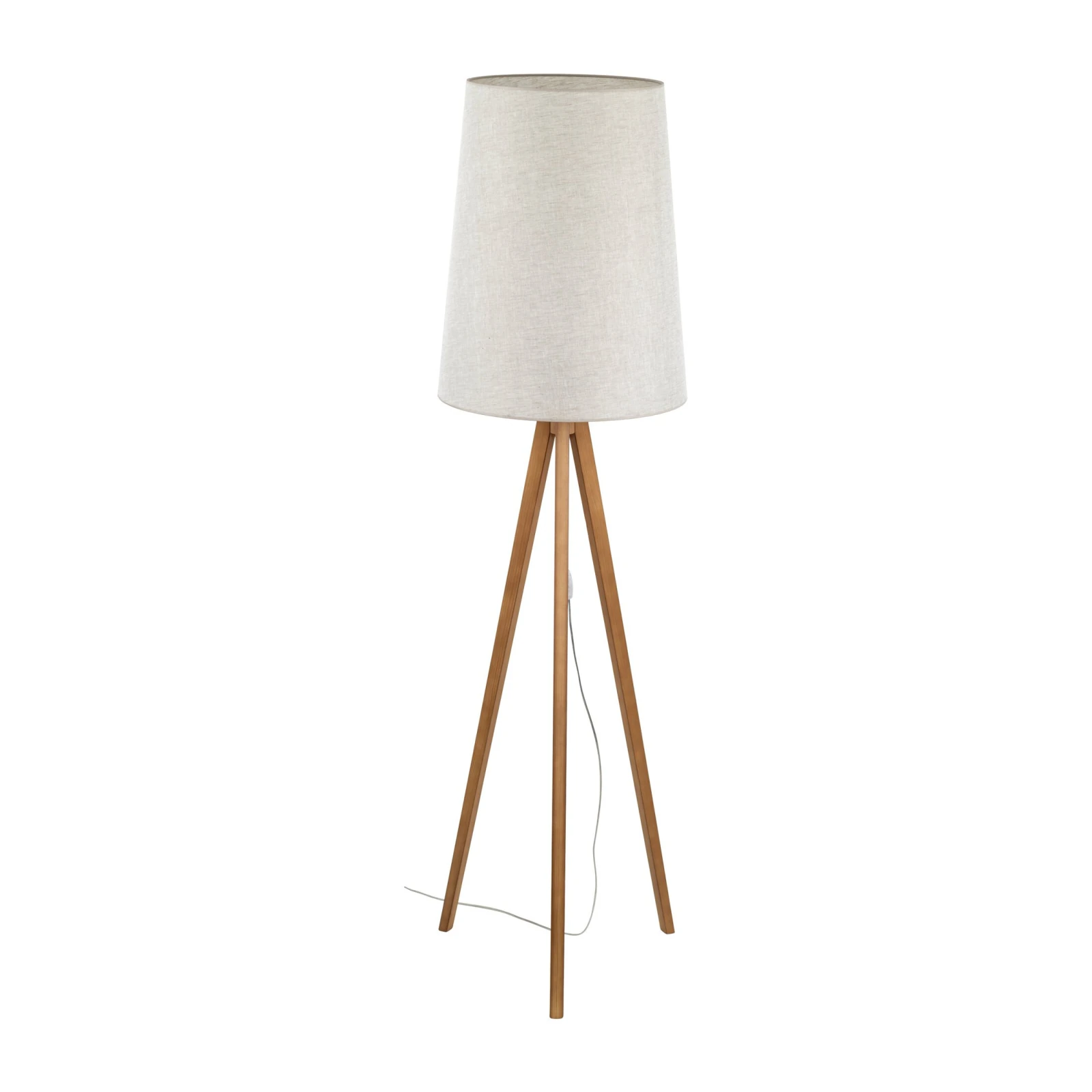 Floor lamp E27 – flax shade, pine tripod base