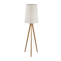 Floor lamp E27 – flax shade, pine tripod base - Image 8