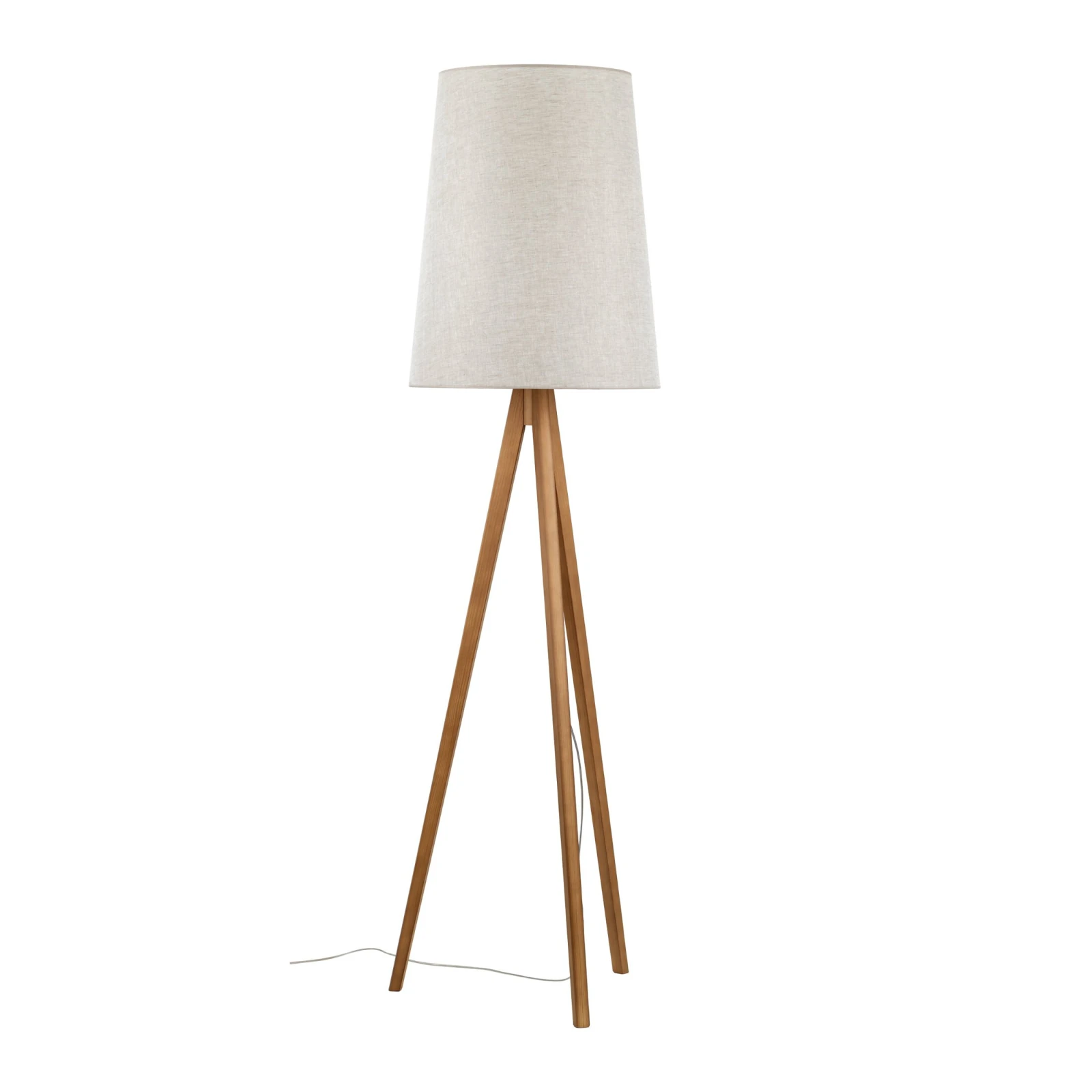 Floor lamp E27 – flax shade, pine tripod base