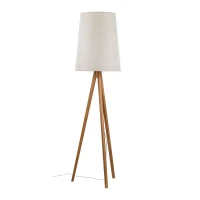 Floor lamp E27 – flax shade, pine tripod base - Image 9