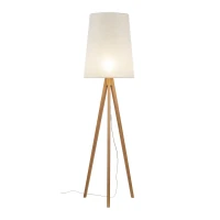 Floor lamp E27 – flax shade, pine tripod base - Image 10