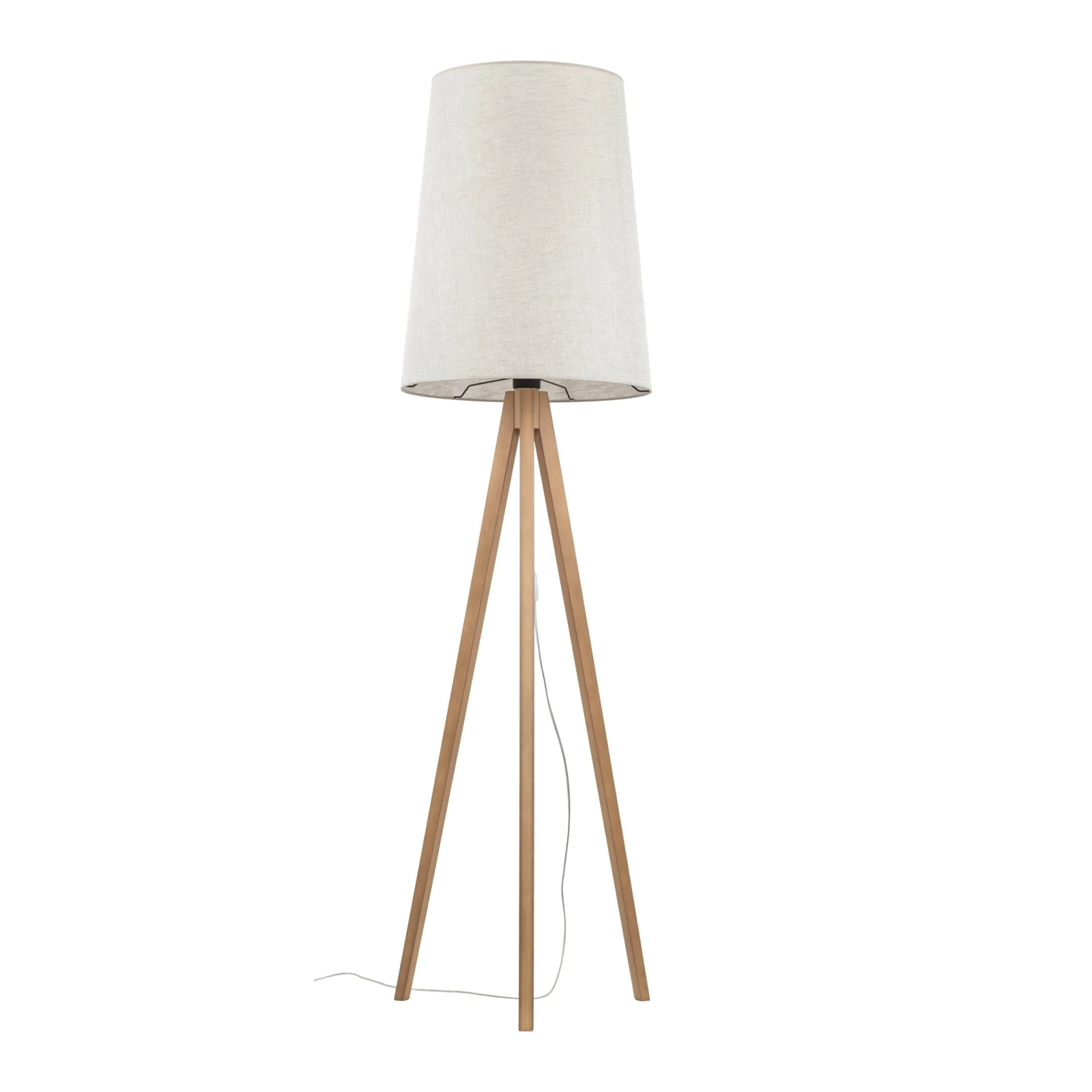 Floor lamp E27 – flax shade, pine tripod base