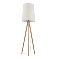 Floor lamp E27 – flax shade, pine tripod base - Image 11