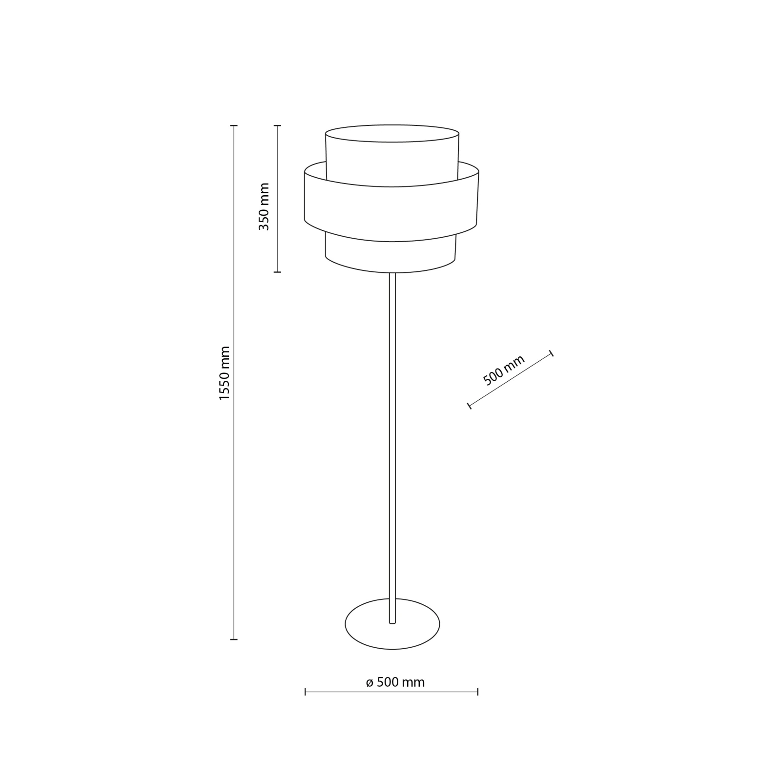 CALISTO WHITE floor lamp – white and black, double cylinder shade