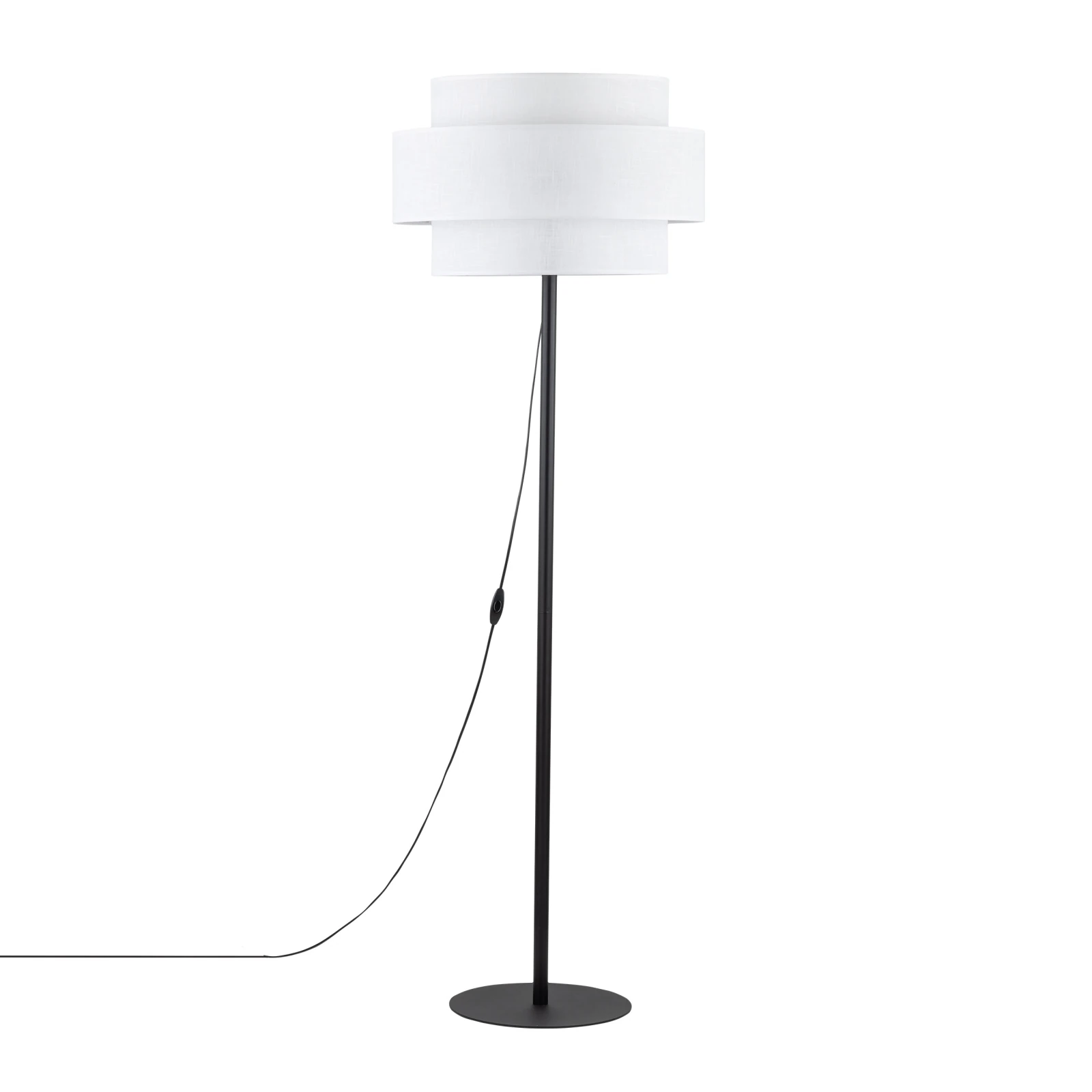 CALISTO WHITE floor lamp – white and black, double cylinder shade
