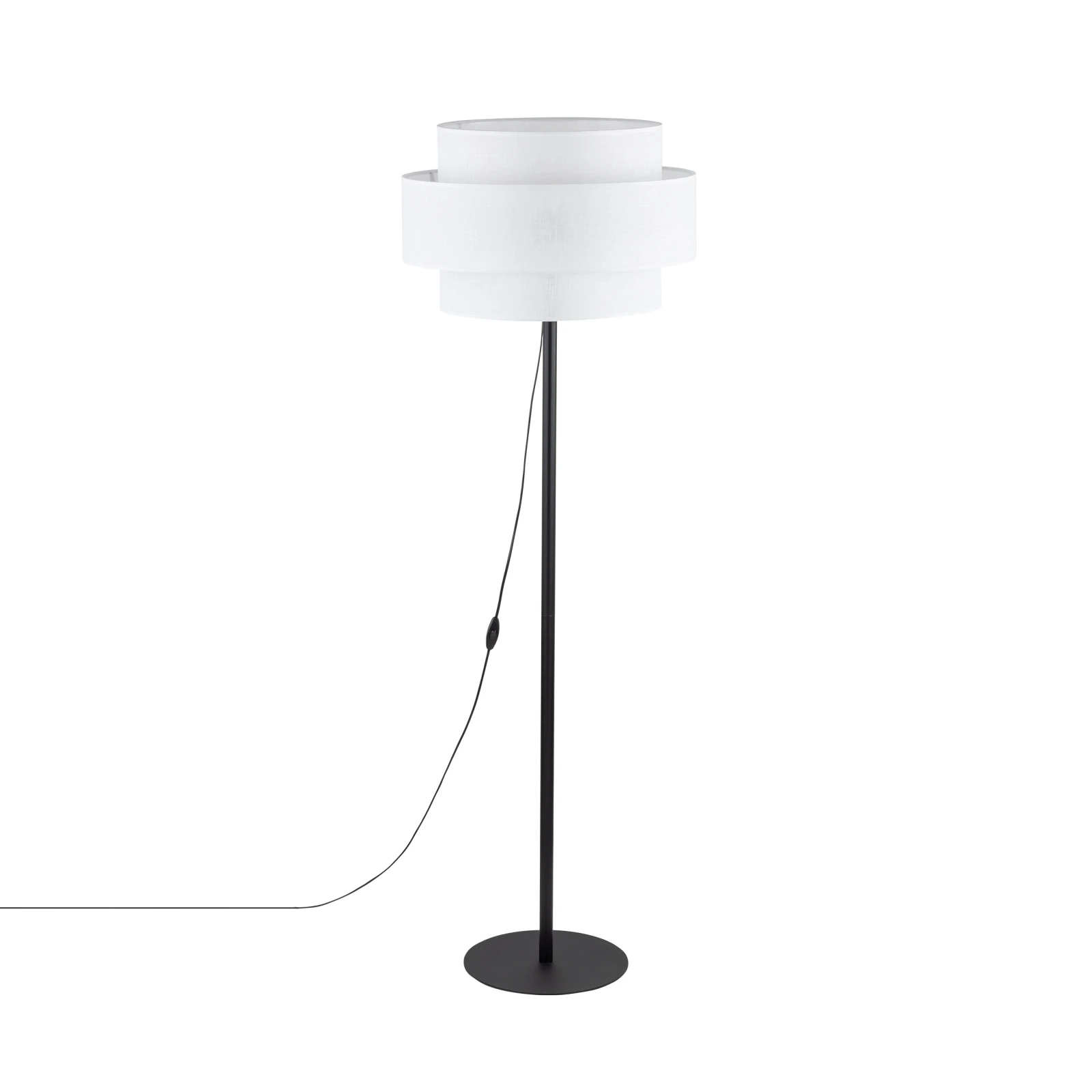 CALISTO WHITE floor lamp – white and black, double cylinder shade