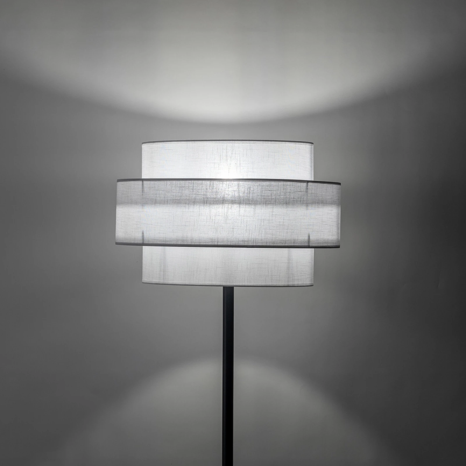 CALISTO WHITE floor lamp – white and black, double cylinder shade