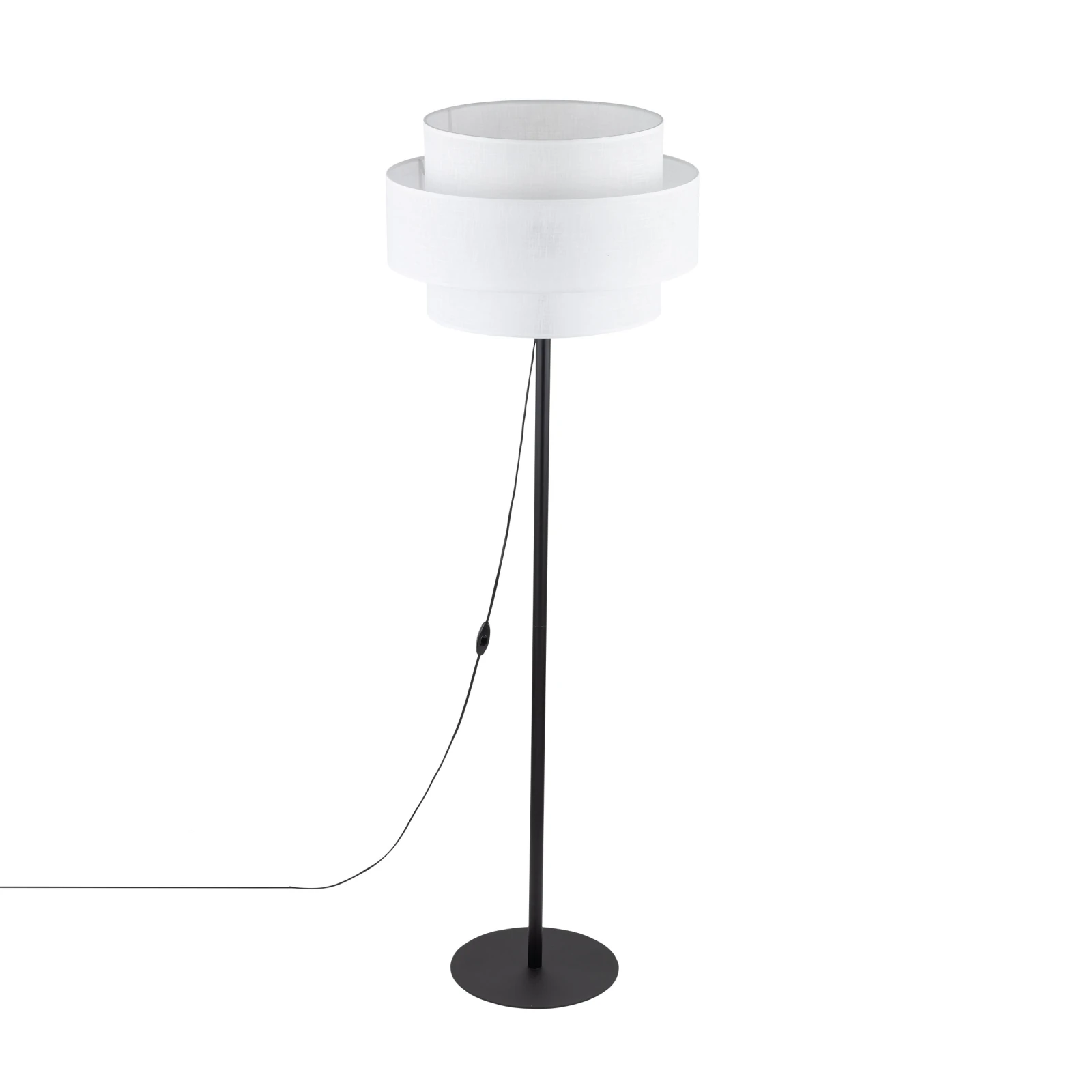 CALISTO WHITE floor lamp – white and black, double cylinder shade