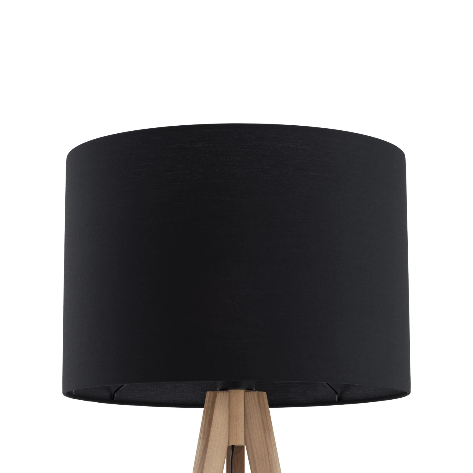 Floor lamp 15 W – black shade, natural wood legs