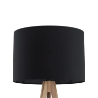 Floor lamp 15 W – black shade, natural wood legs - Image 3