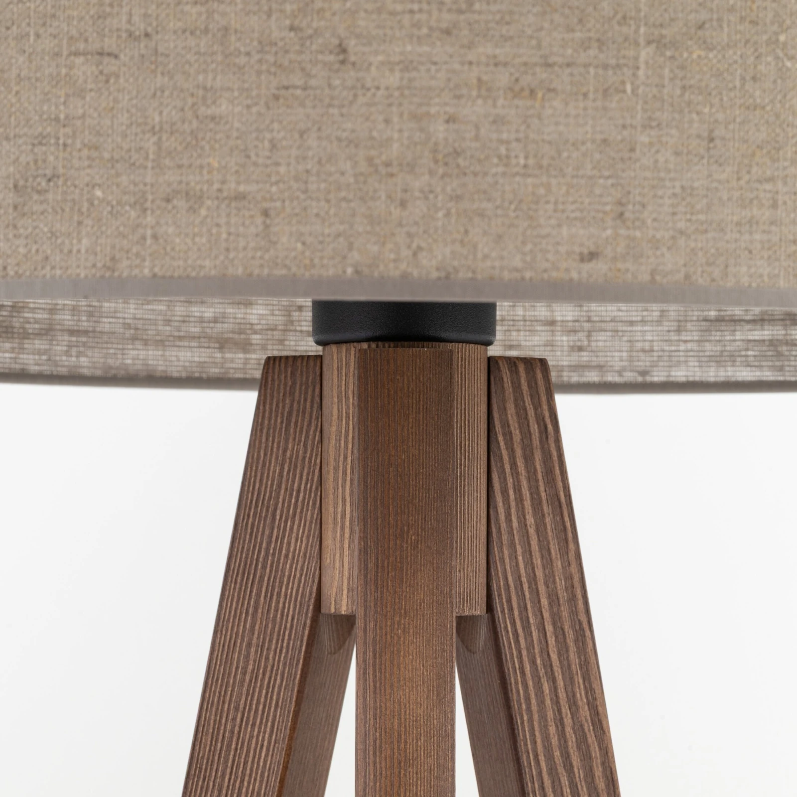 GRAND floor lamp – walnut tripod, beige fabric shade