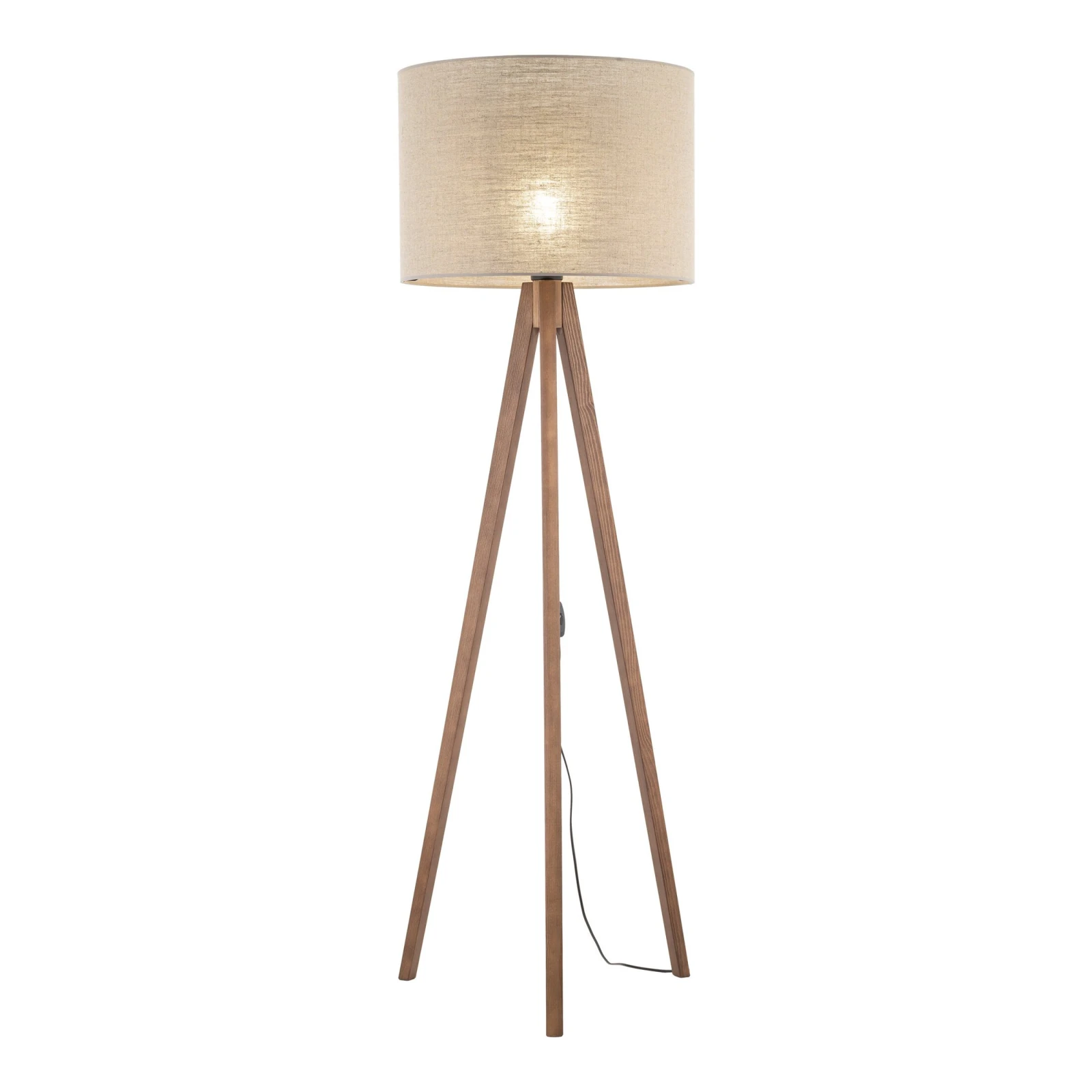 GRAND floor lamp – walnut tripod, beige fabric shade