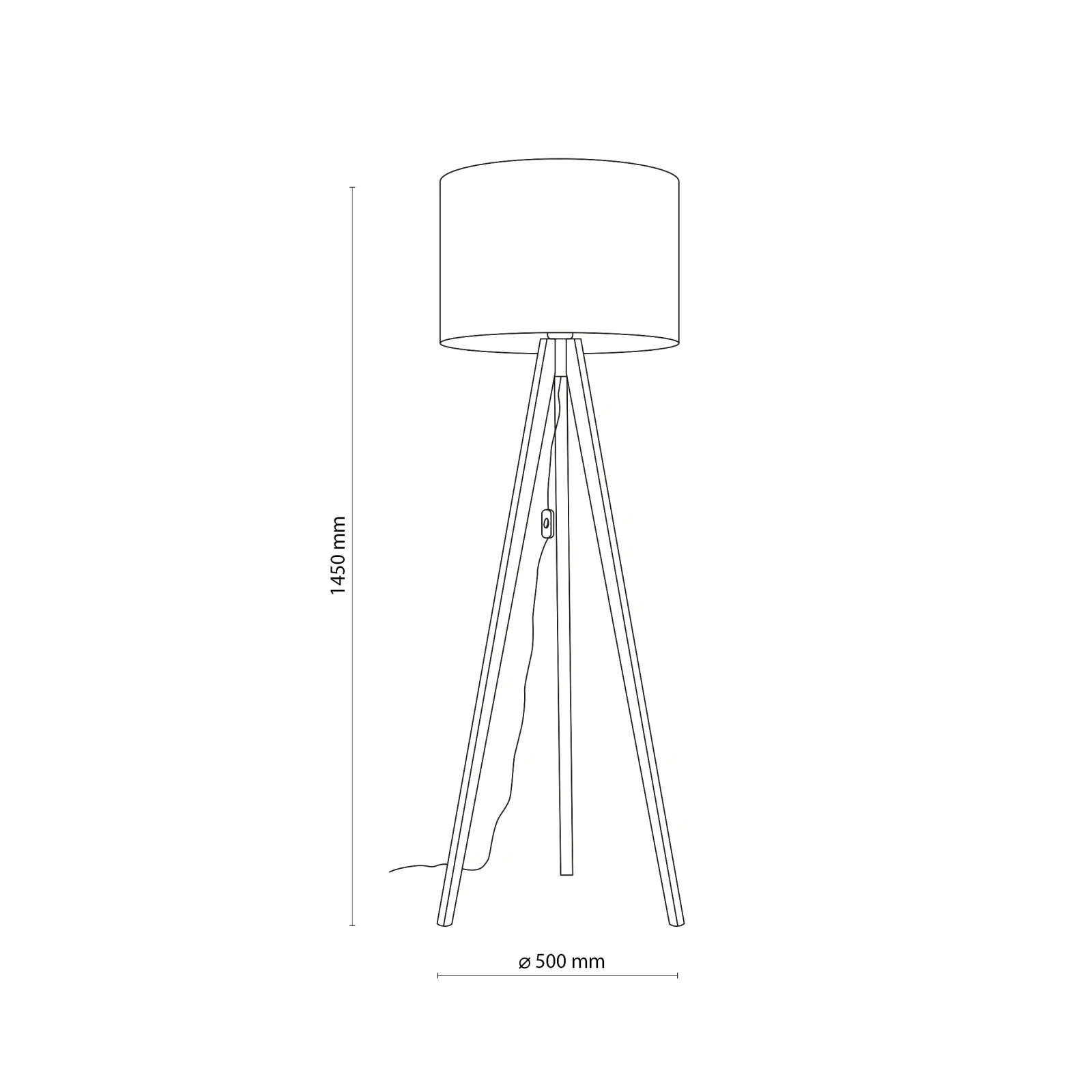 GRAND floor lamp – walnut tripod, beige fabric shade