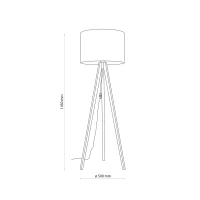 GRAND floor lamp – walnut tripod, beige fabric shade - Image 10