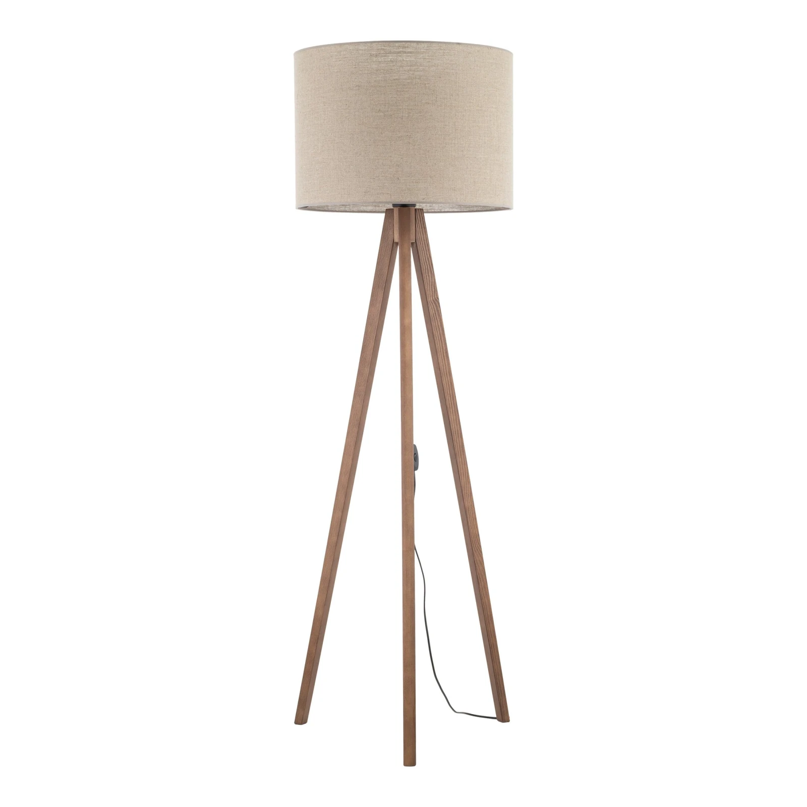 GRAND floor lamp – walnut tripod, beige fabric shade