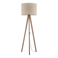 GRAND floor lamp – walnut tripod, beige fabric shade - Image 2