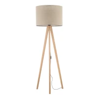 GRAND floor lamp – pine tripod, beige fabric shade - Image 8