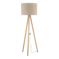 GRAND floor lamp – pine tripod, beige fabric shade - Image 2