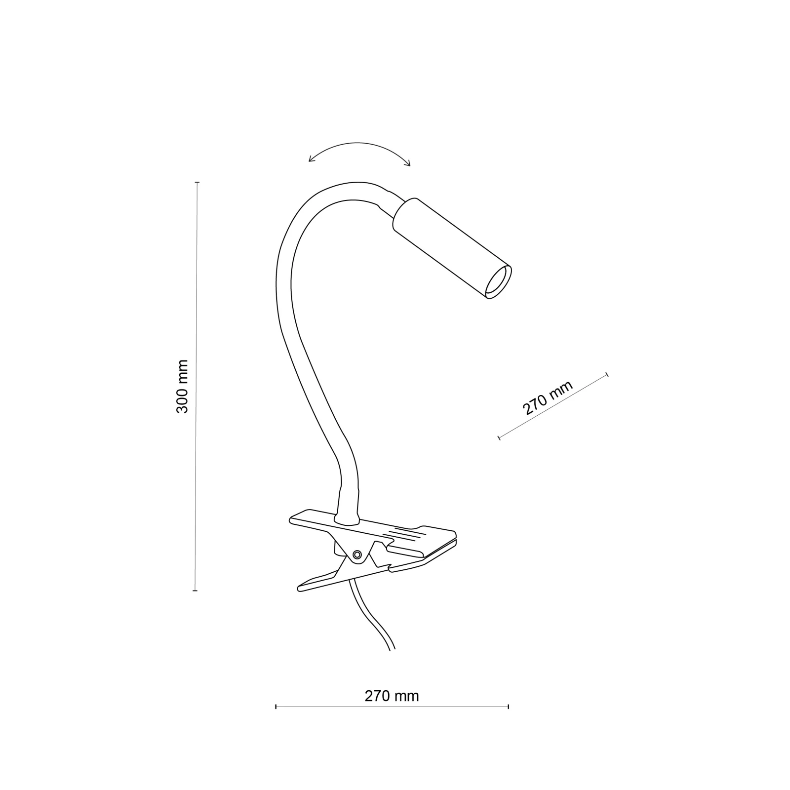 Wall light 3 W – clip-on, black, adjustable direction