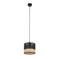 PAGLIA NEW pakabinamas šviestuvas E27, 20 cm, juodas su smėlio gaubtu - Nuotrauka 1