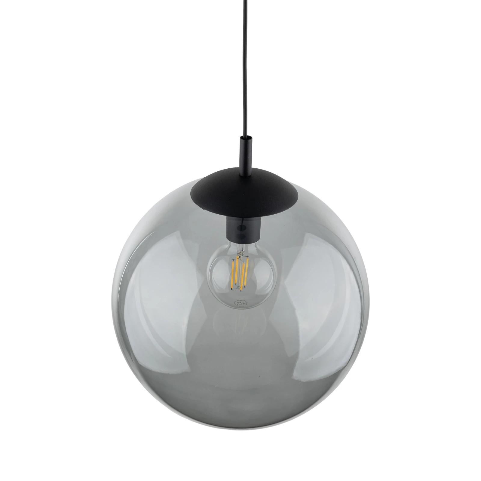 ESME 35 cm pendant light – graphite glass globe, E27