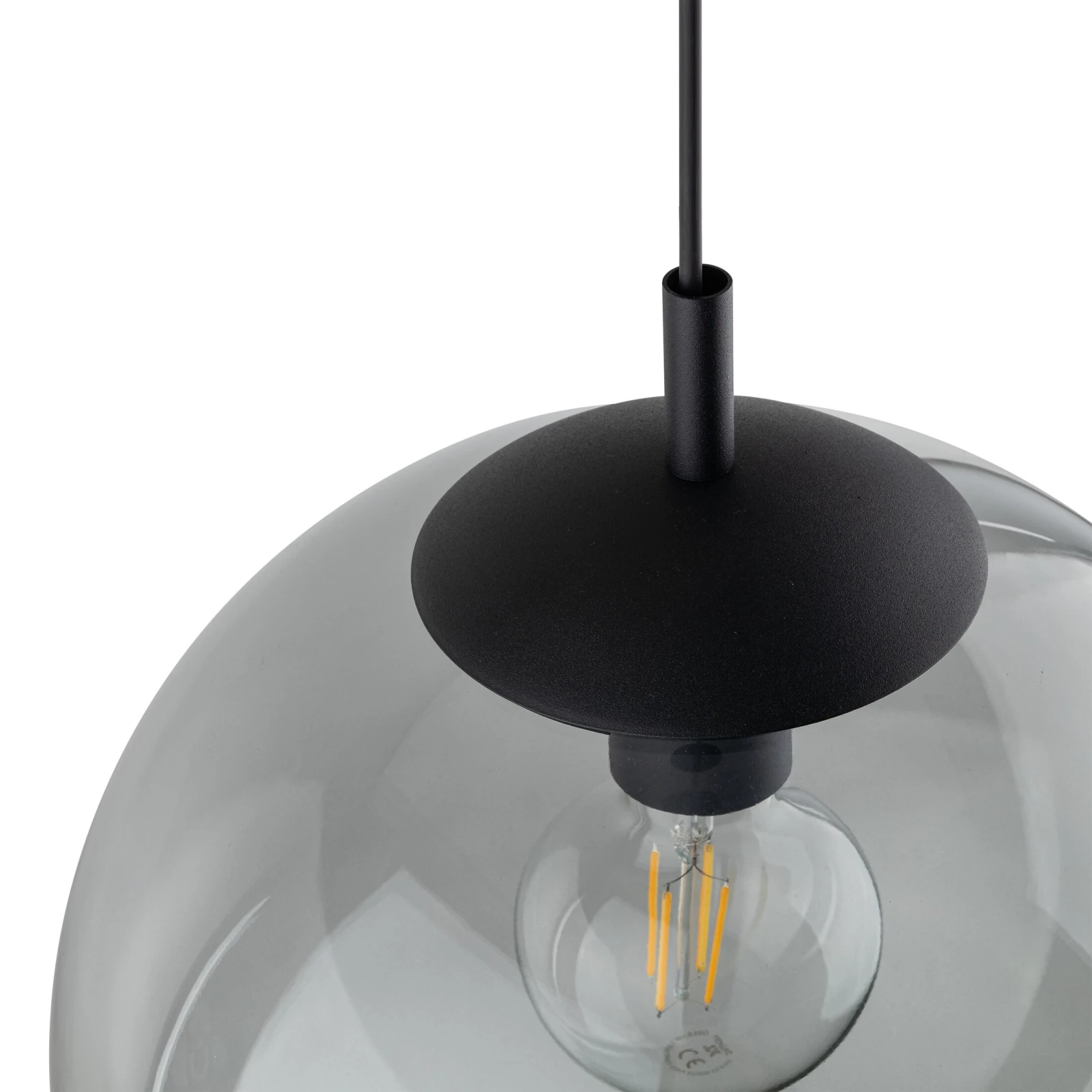 ESME 35 cm pendant light – graphite glass globe, E27