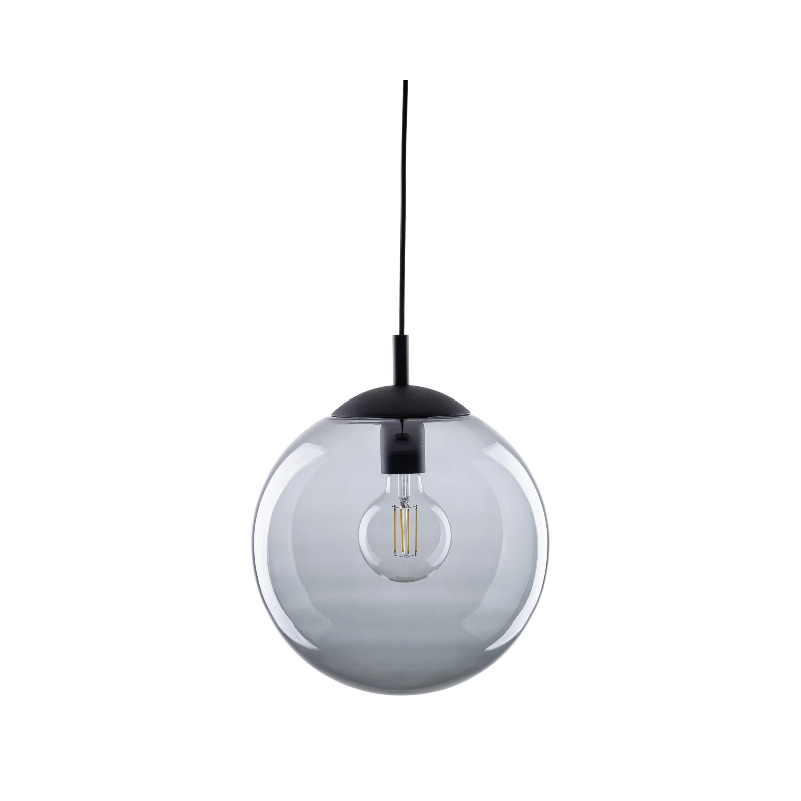 ESME 35 cm pendant light – graphite glass globe, E27