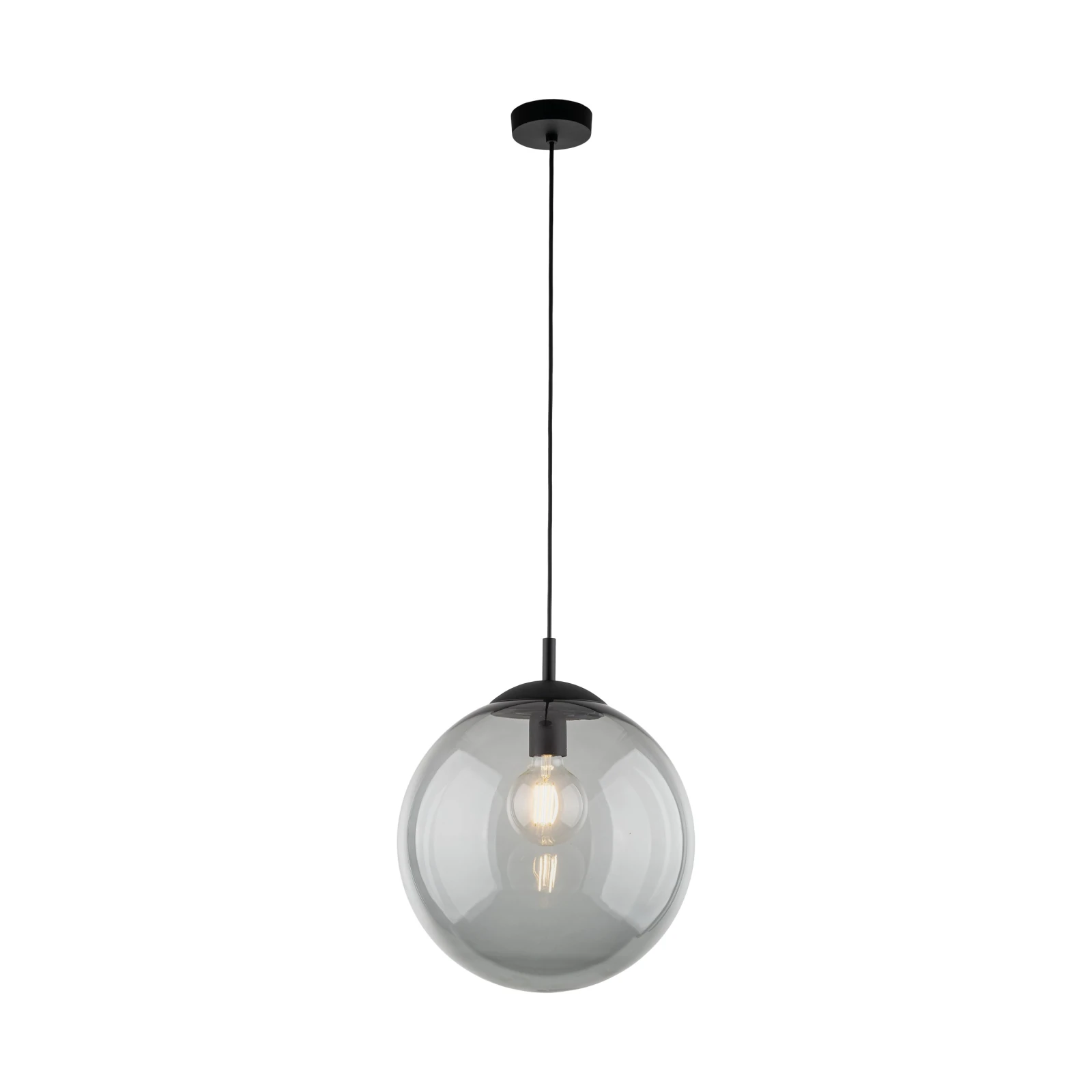 ESME 35 cm pendant light – graphite glass globe, E27