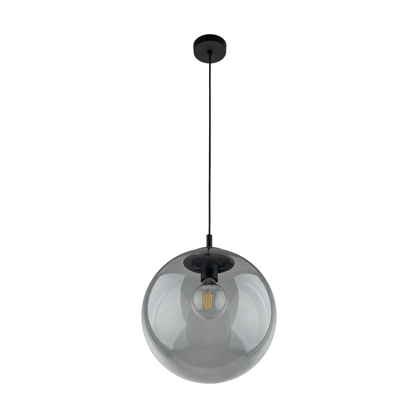 ESME 35 cm pendant light – graphite glass globe, E27