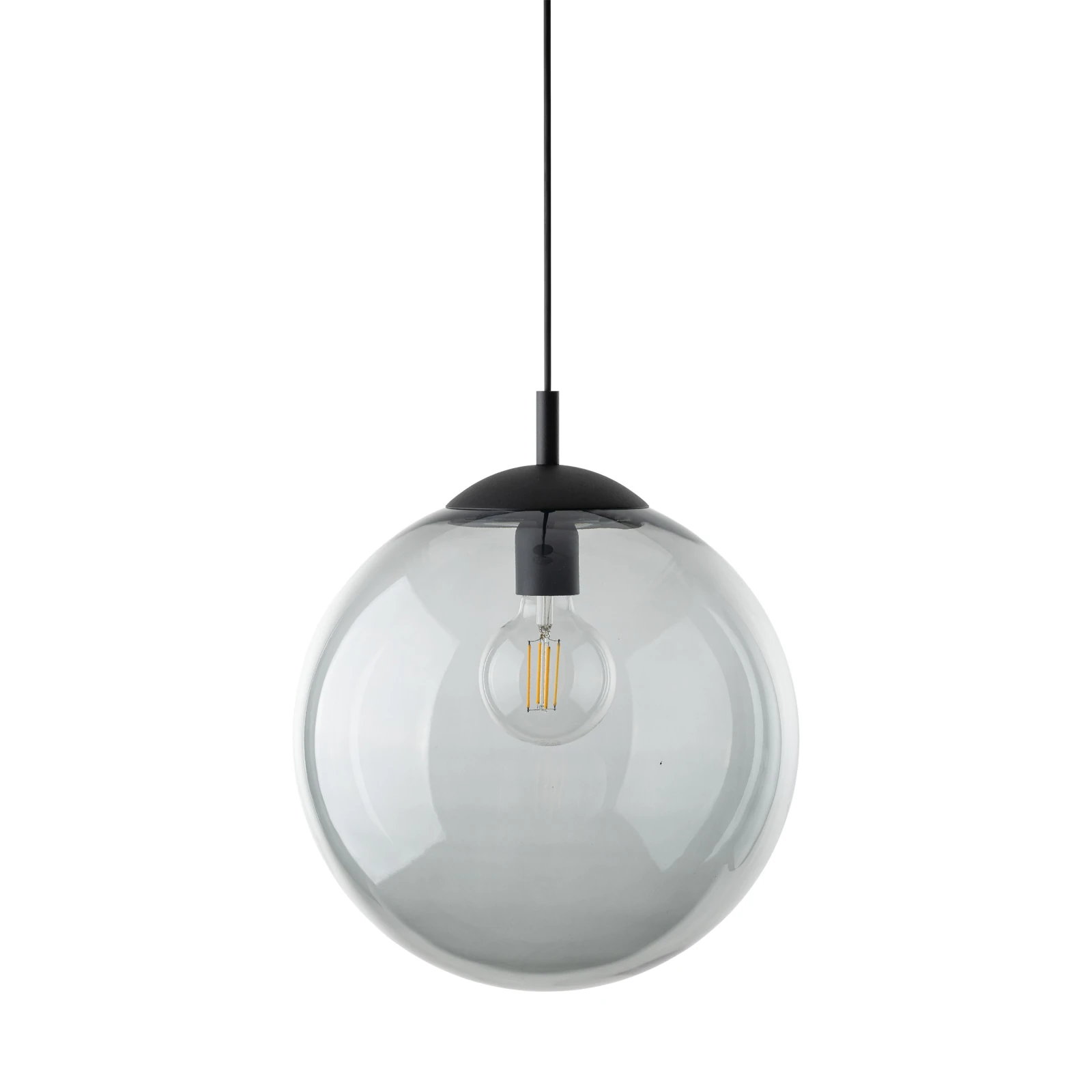 ESME 35 cm pendant light – graphite glass globe, E27
