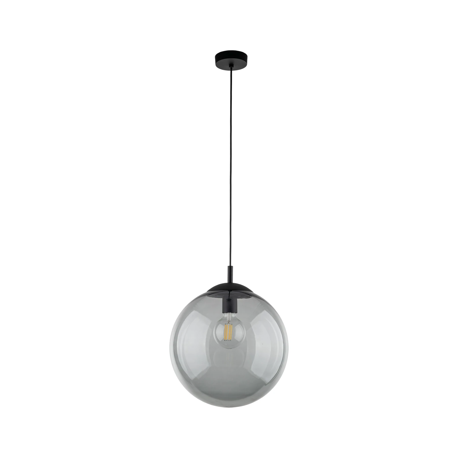 ESME 35 cm pendant light – graphite glass globe, E27