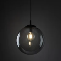 ESME 35 cm pendant light – graphite glass globe, E27