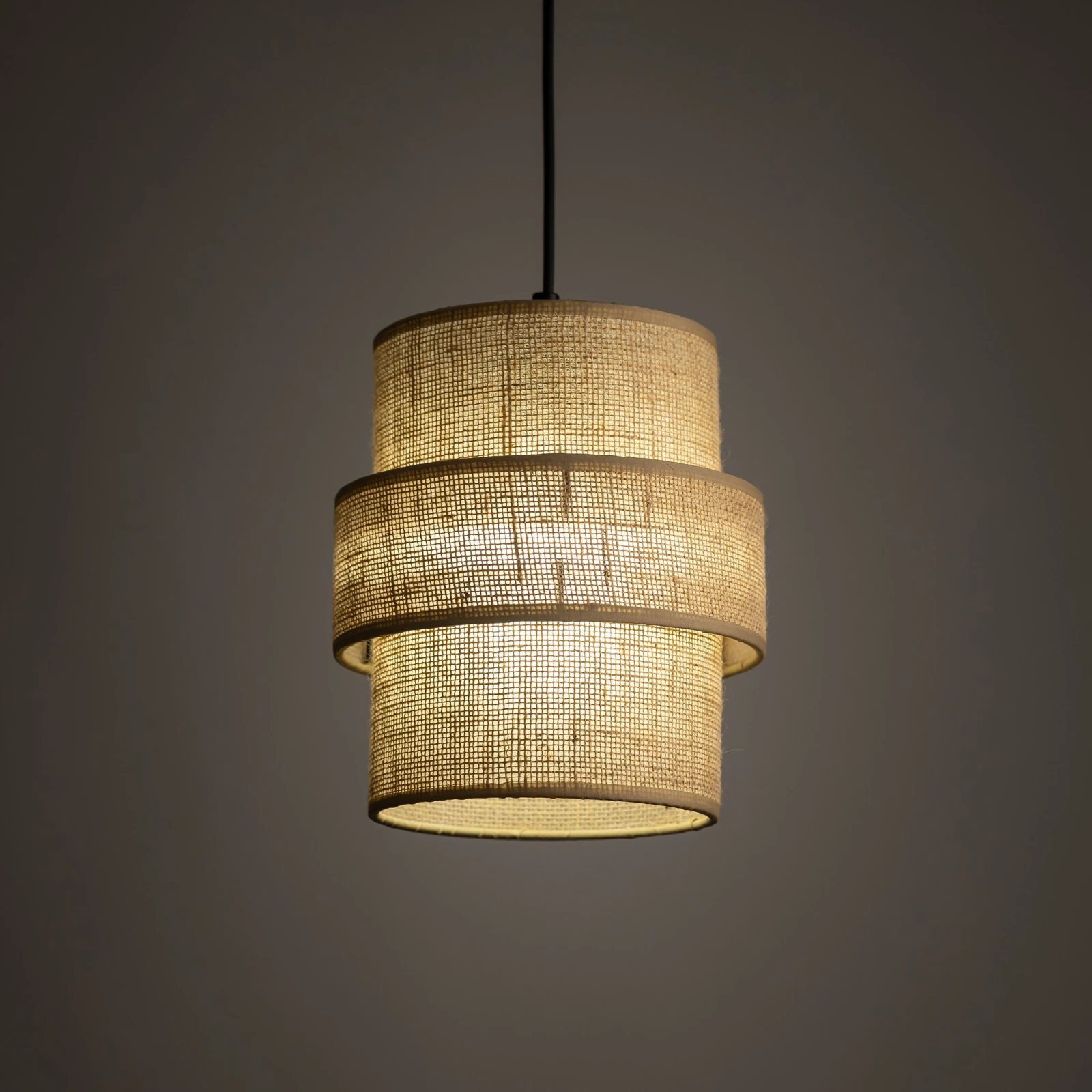 Pakabinamas šviestuvas 1xE27, 20 cm, smėlio spalvos gaubtas