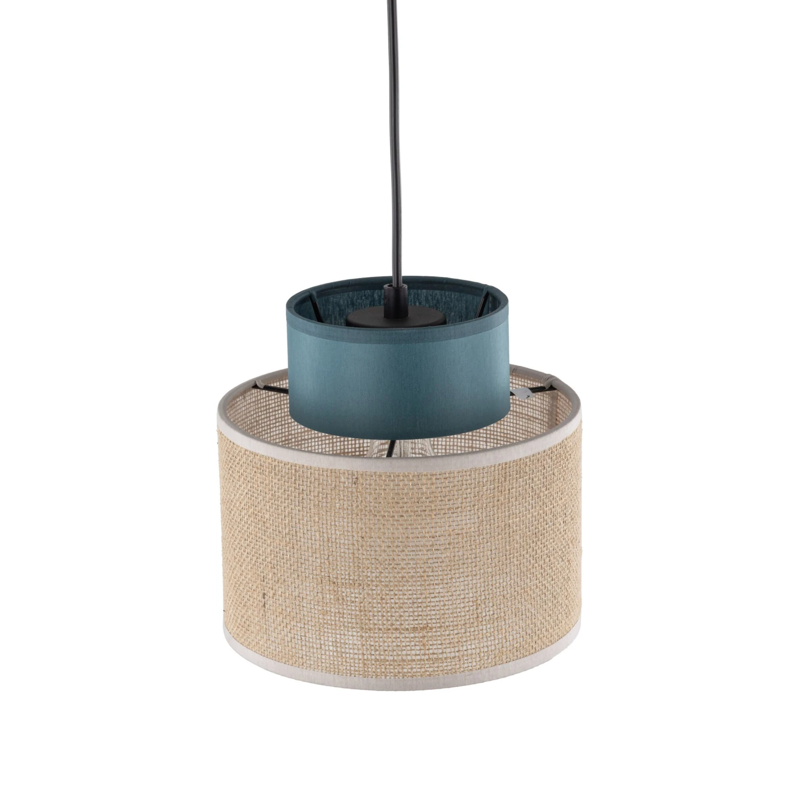 Pendant light 15 W – round, green and jute, E27
