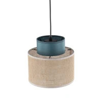 Pendant light 15 W – round, green and jute, E27 - Image 4