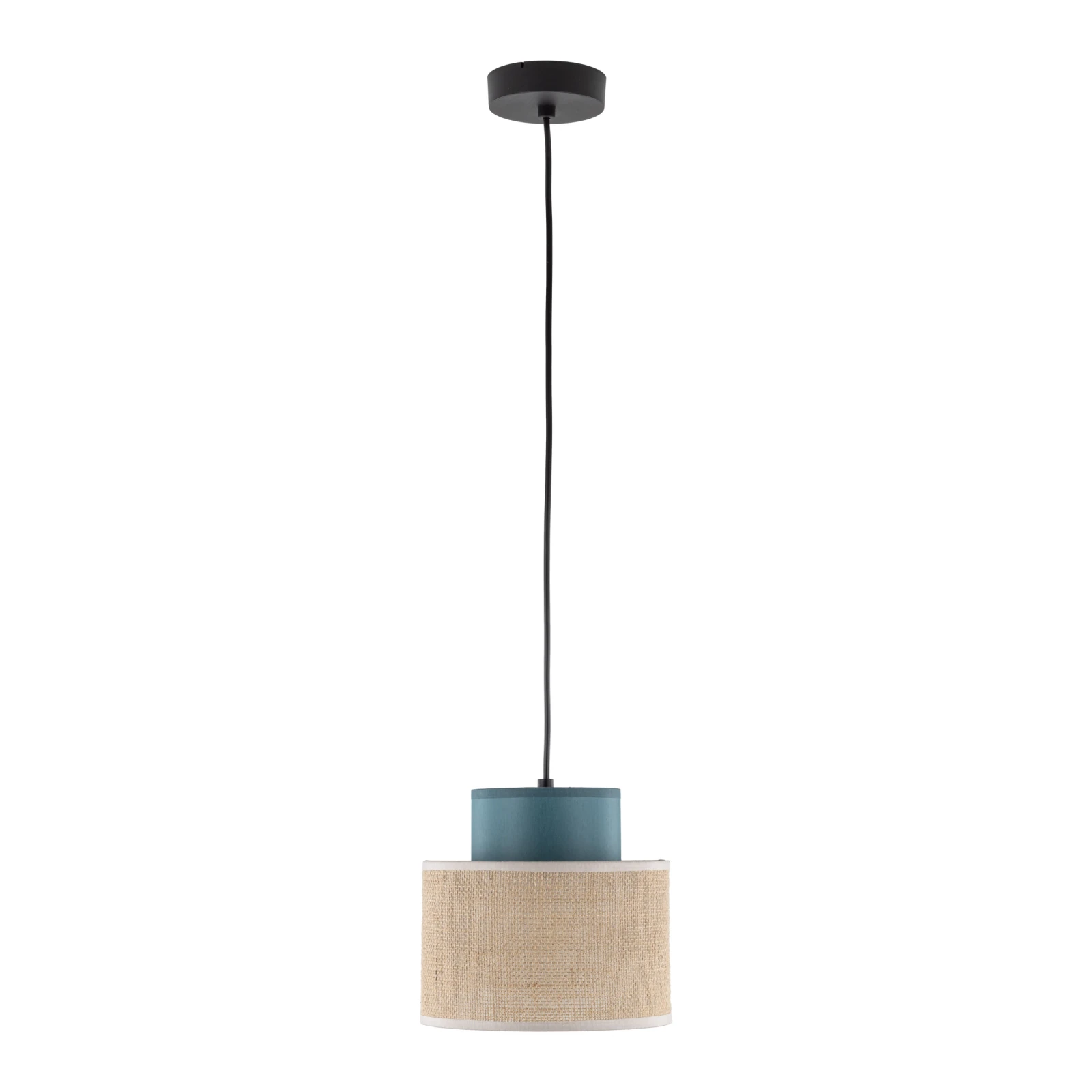 Pendant light 15 W – round, green and jute, E27