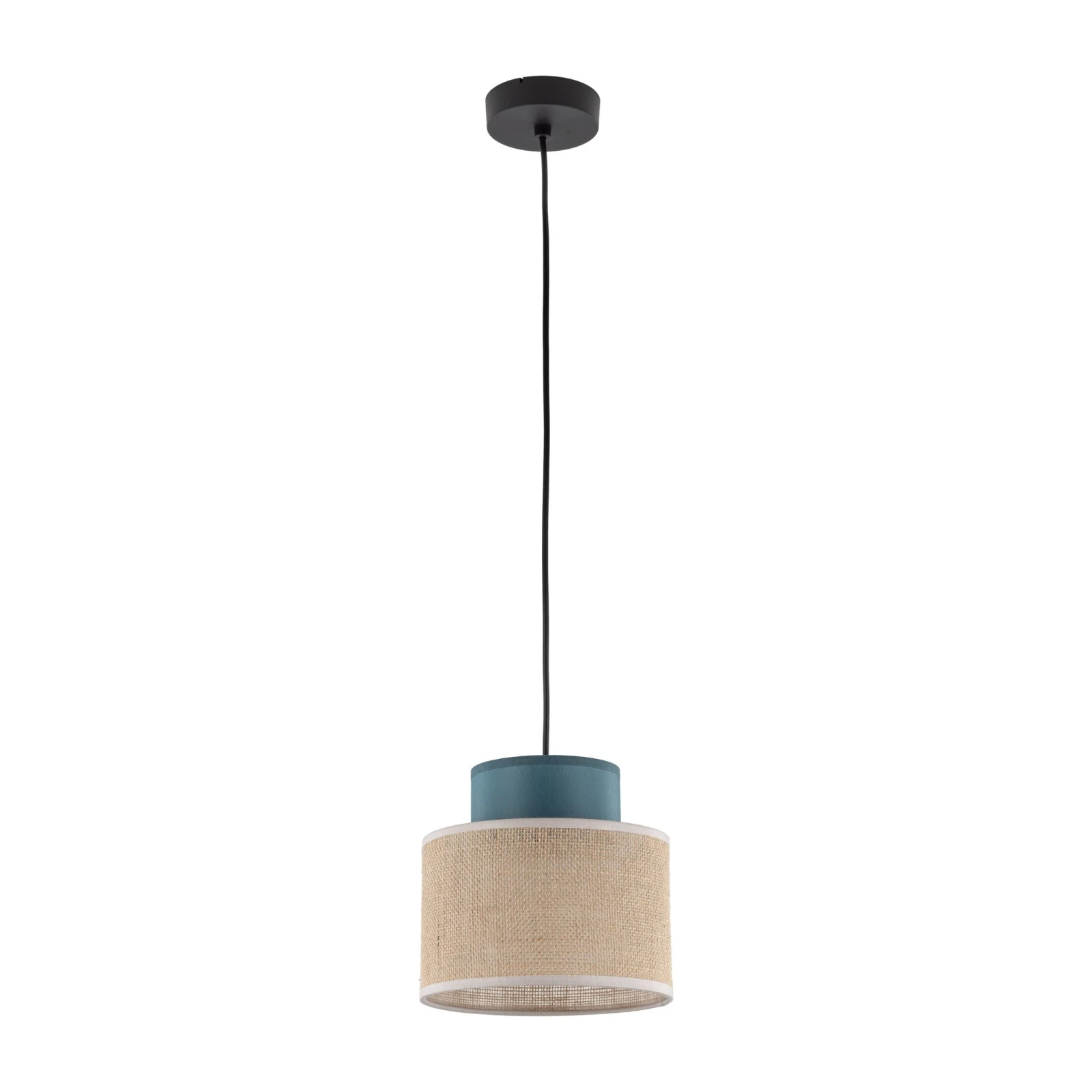 Pendant light 15 W – round, green and jute, E27