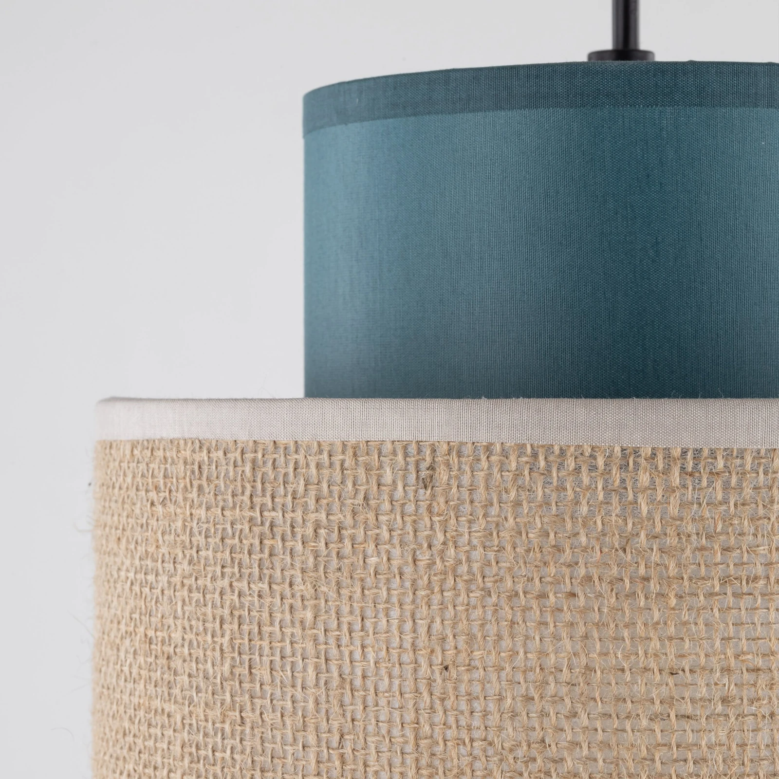 Pendant light 15 W – round, green and jute, E27