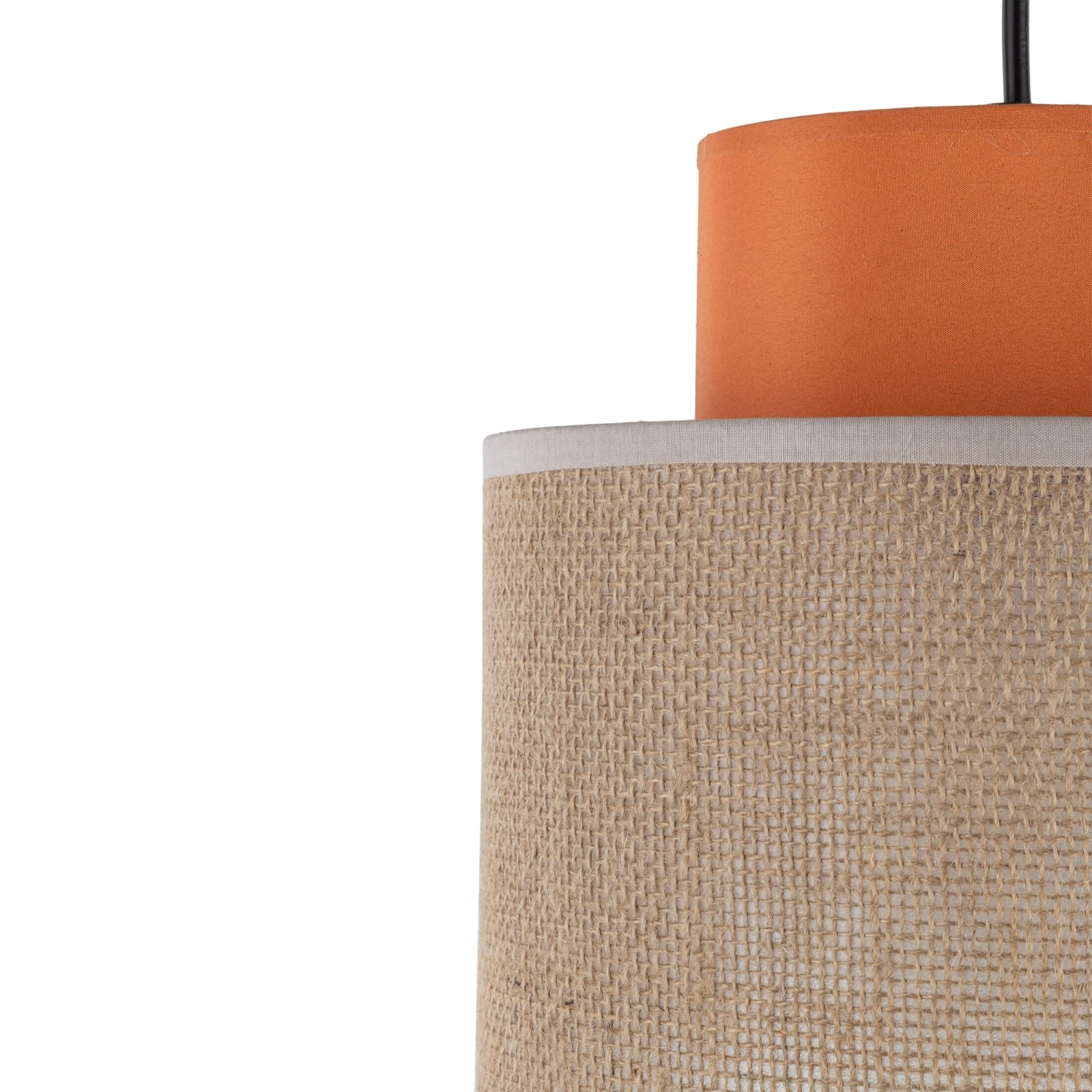 Pendant light 15 W – round, orange and jute, E27