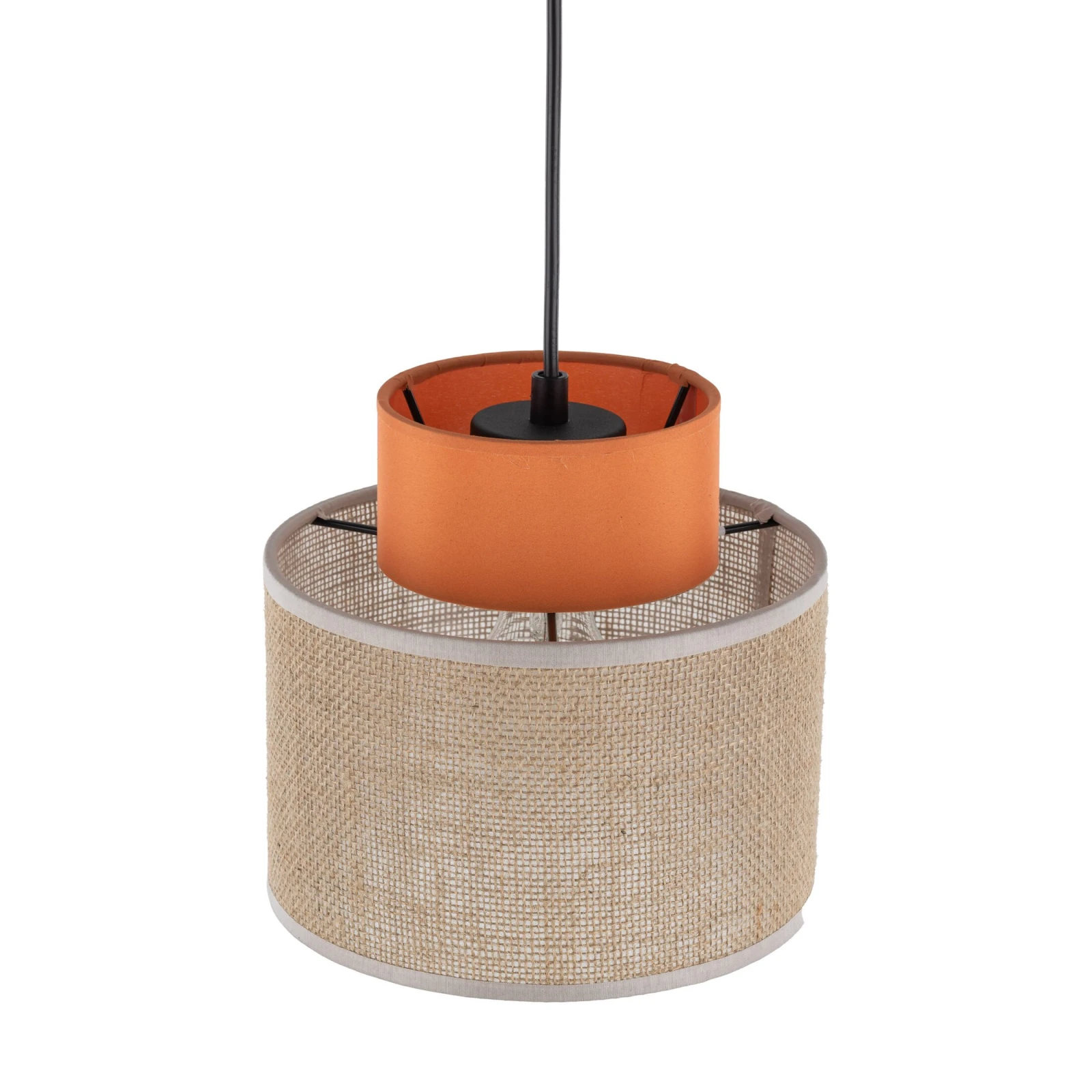 Pendant light 15 W – round, orange and jute, E27