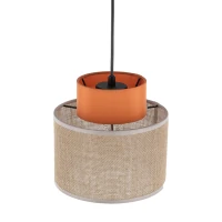 Pendant light 15 W – round, orange and jute, E27 - Image 5