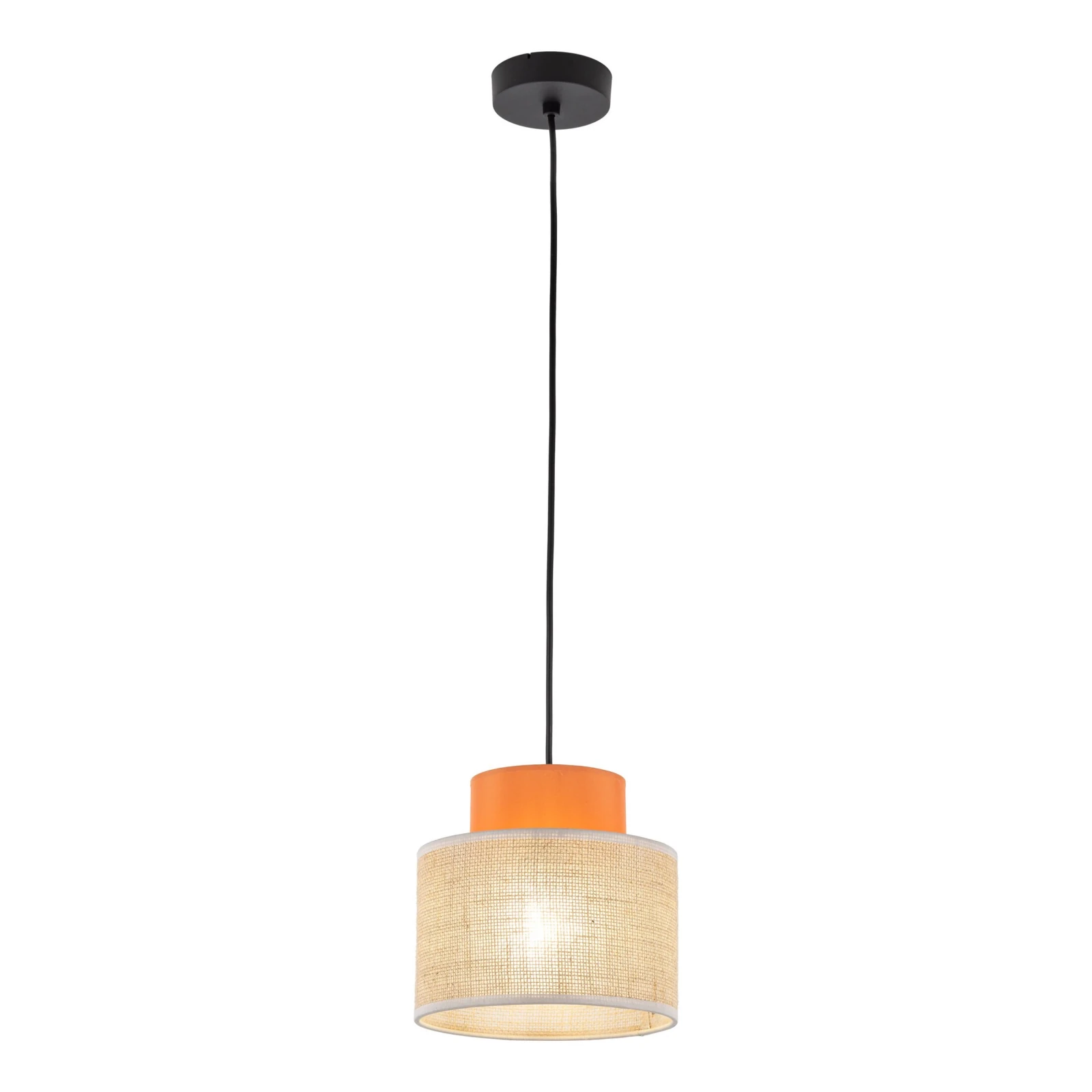 Pendant light 15 W – round, orange and jute, E27