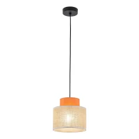 Pendant light 15 W – round, orange and jute, E27 - Image 6