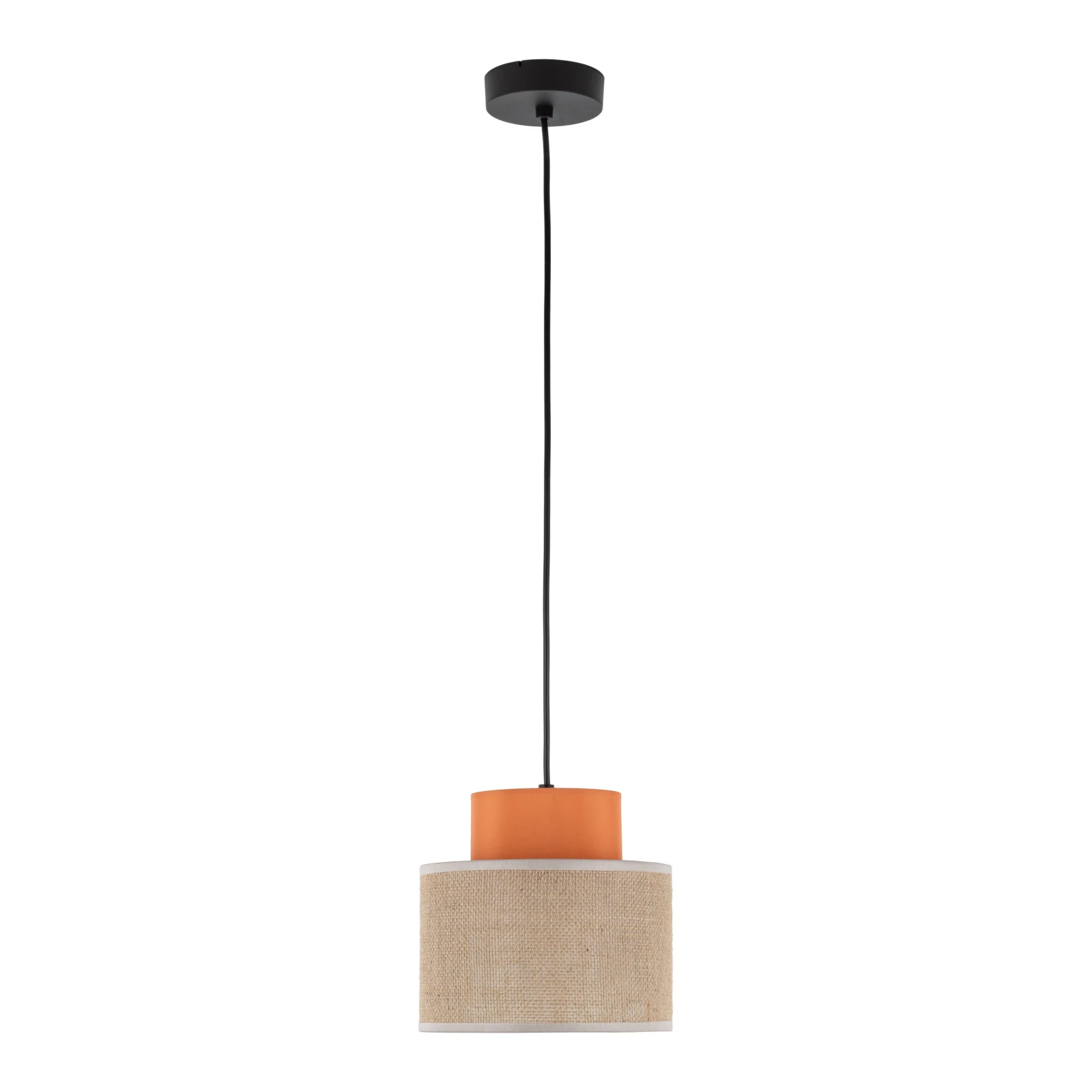 Pendant light 15 W – round, orange and jute, E27