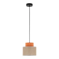 Pendant light 15 W – round, orange and jute, E27 - Image 9
