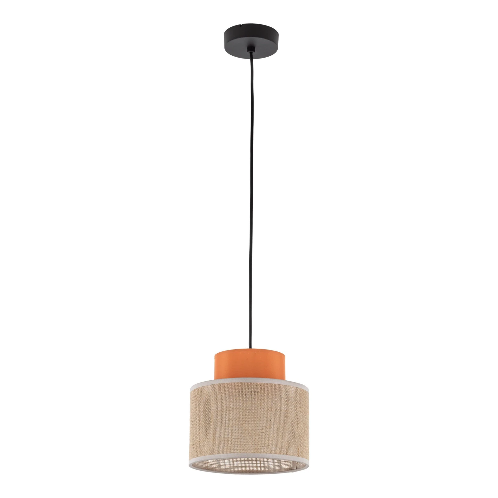 Pendant light 15 W – round, orange and jute, E27