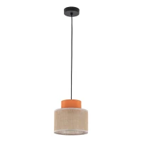 Pendant light 15 W – round, orange and jute, E27 - Image 2